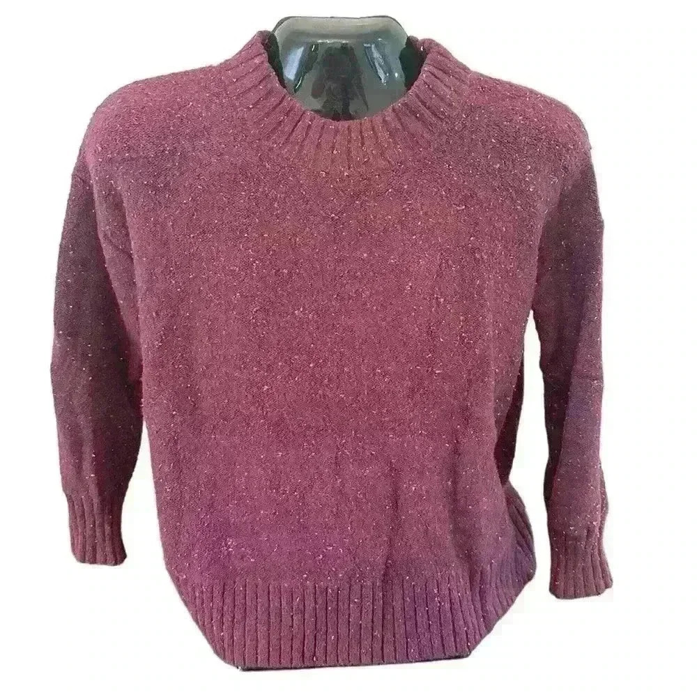 Women's Purple Crew Neck Sweater Cotton Blend Size M Medium Long Sleeve Old Navy